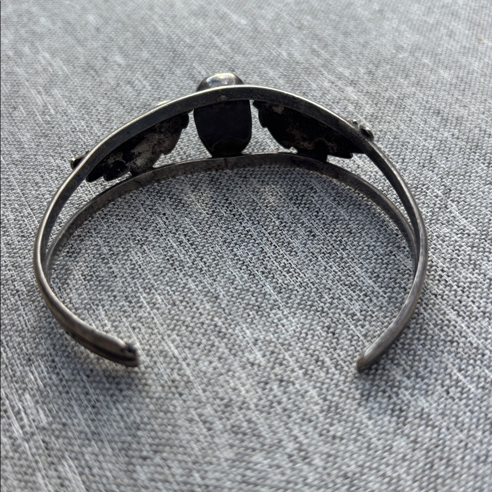 Silver Turquoise Leaf Cuff Bracelet - image 2